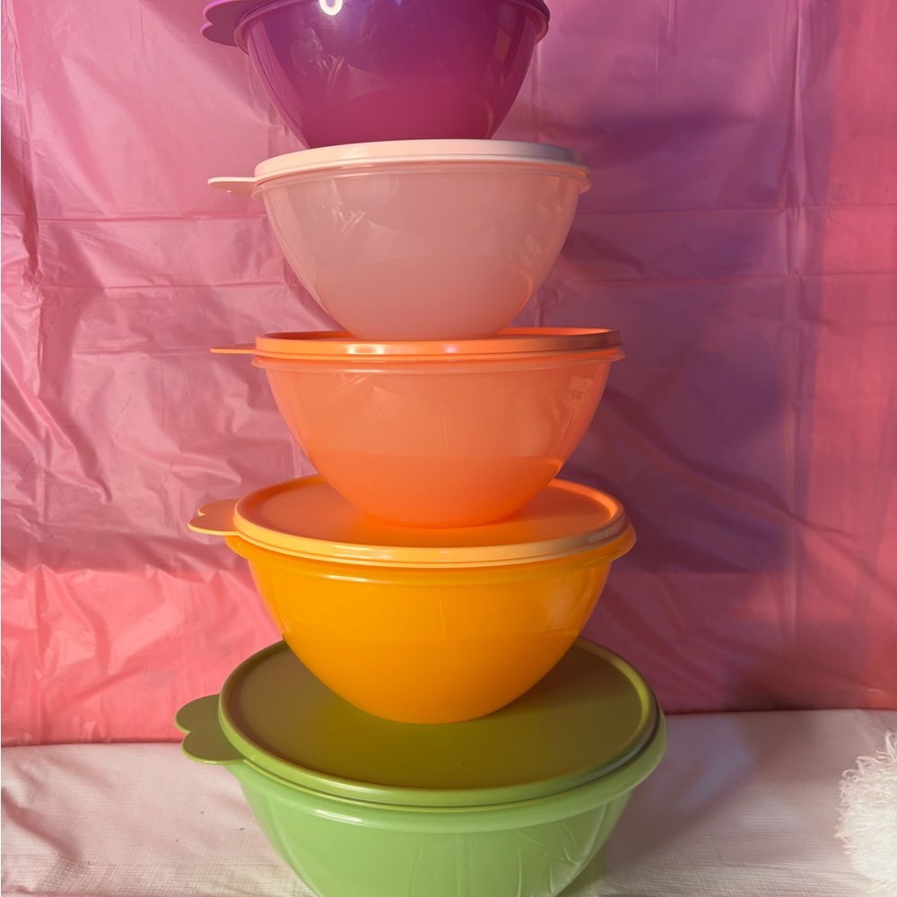 Tupperware Vibrant Bowl Set - Purple, Pink, Orange, Yellow, Green